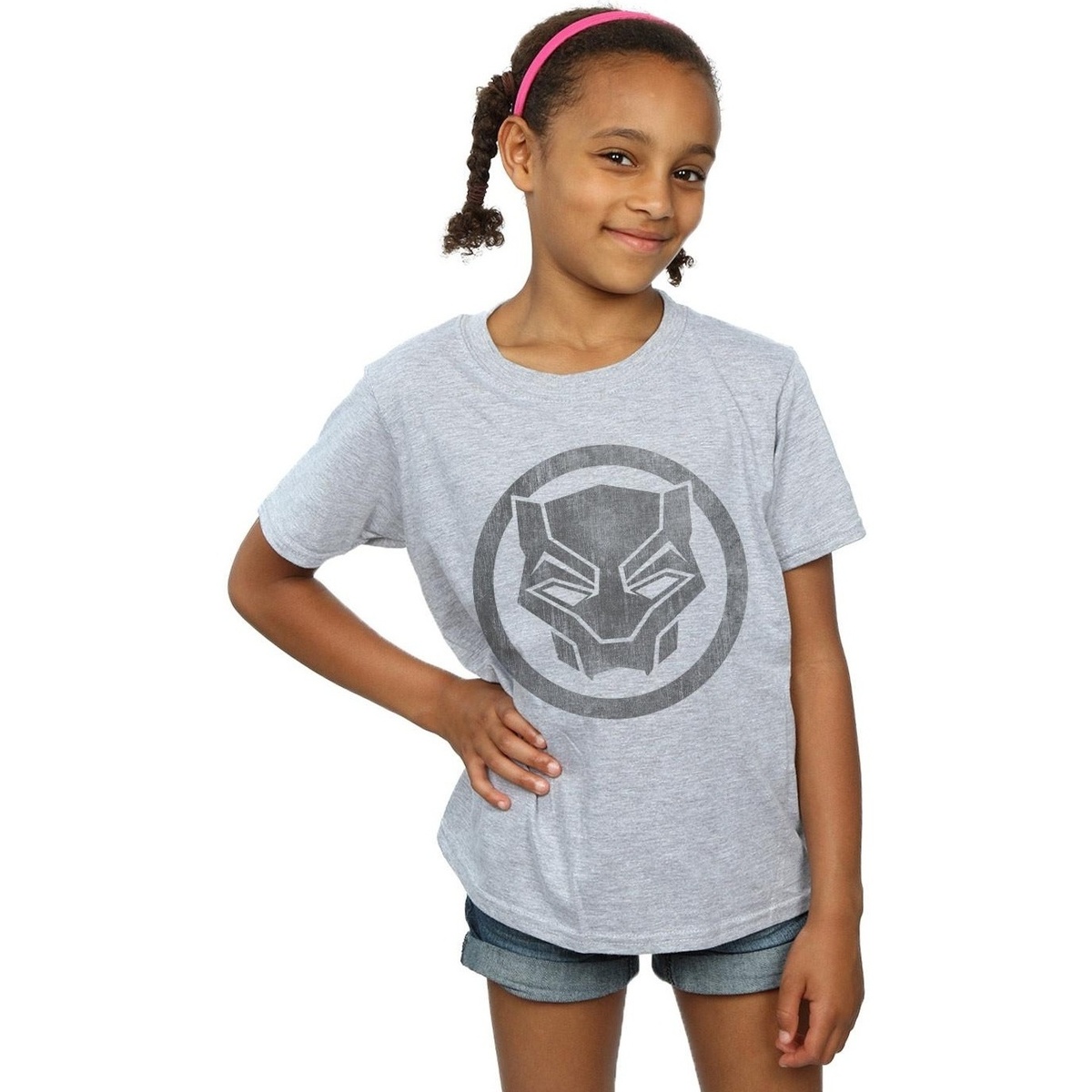 Abbigliamento Bambina T-shirts a maniche lunghe Marvel Black Panther Distressed Icon Grigio