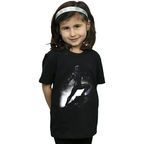 Abbigliamento Bambina T-shirts a maniche lunghe Marvel Black Panther Standing Pose Nero