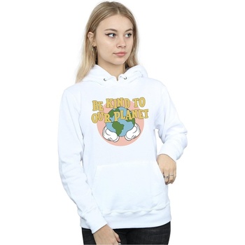 Abbigliamento Donna Felpe Disney Mickey Mouse Be Kind To Our Planet Bianco