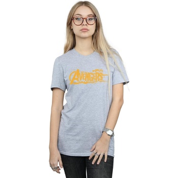 Abbigliamento Donna T-shirts a maniche lunghe Marvel Avengers Infinity War Orange Logo Grigio