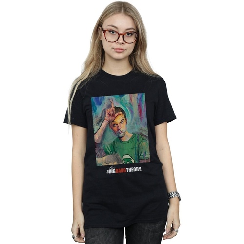 Abbigliamento Donna T-shirts a maniche lunghe The Big Bang Theory Sheldon Loser Painting Nero
