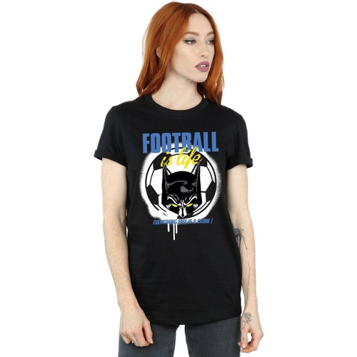 Abbigliamento Donna T-shirts a maniche lunghe Dc Comics Batman Football is Life Nero