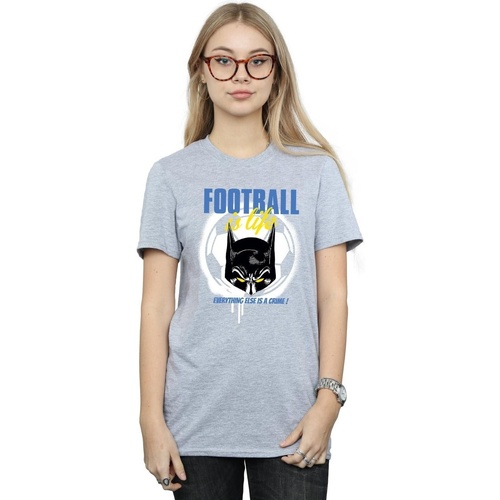 Abbigliamento Donna T-shirts a maniche lunghe Dc Comics Batman Football is Life Grigio
