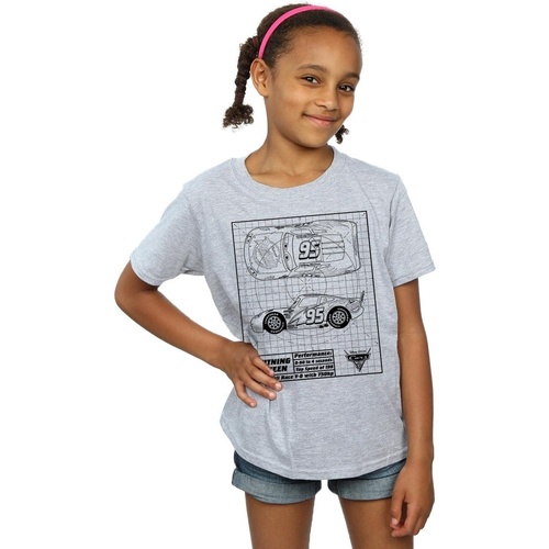 Abbigliamento Bambina T-shirts a maniche lunghe Disney Cars Lightning McQueen Blueprint Grigio