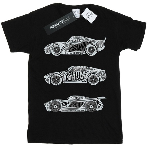 Abbigliamento Bambina T-shirts a maniche lunghe Disney Cars Text Racers Nero