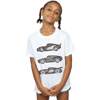 Abbigliamento Bambina T-shirts a maniche lunghe Disney Cars Text Racers Bianco