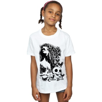 Abbigliamento Bambina T-shirts a maniche lunghe Corpse Bride Skull Logo Bianco