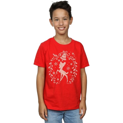 Abbigliamento Bambino T-shirt maniche corte Disney Bambi Christmas Wreath Rosso