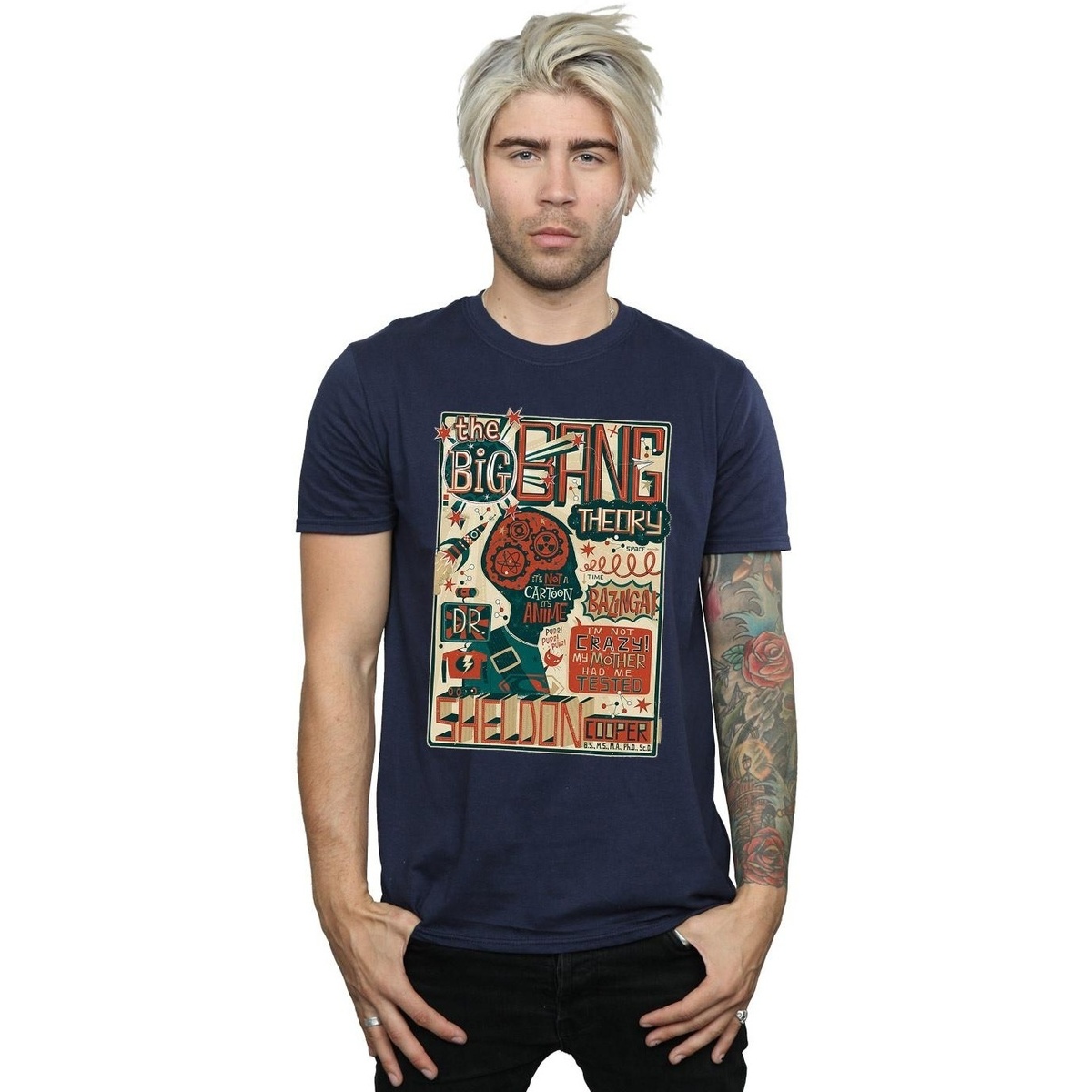 Abbigliamento Uomo T-shirts a maniche lunghe Big Bang Theory Infographic Poster Blu