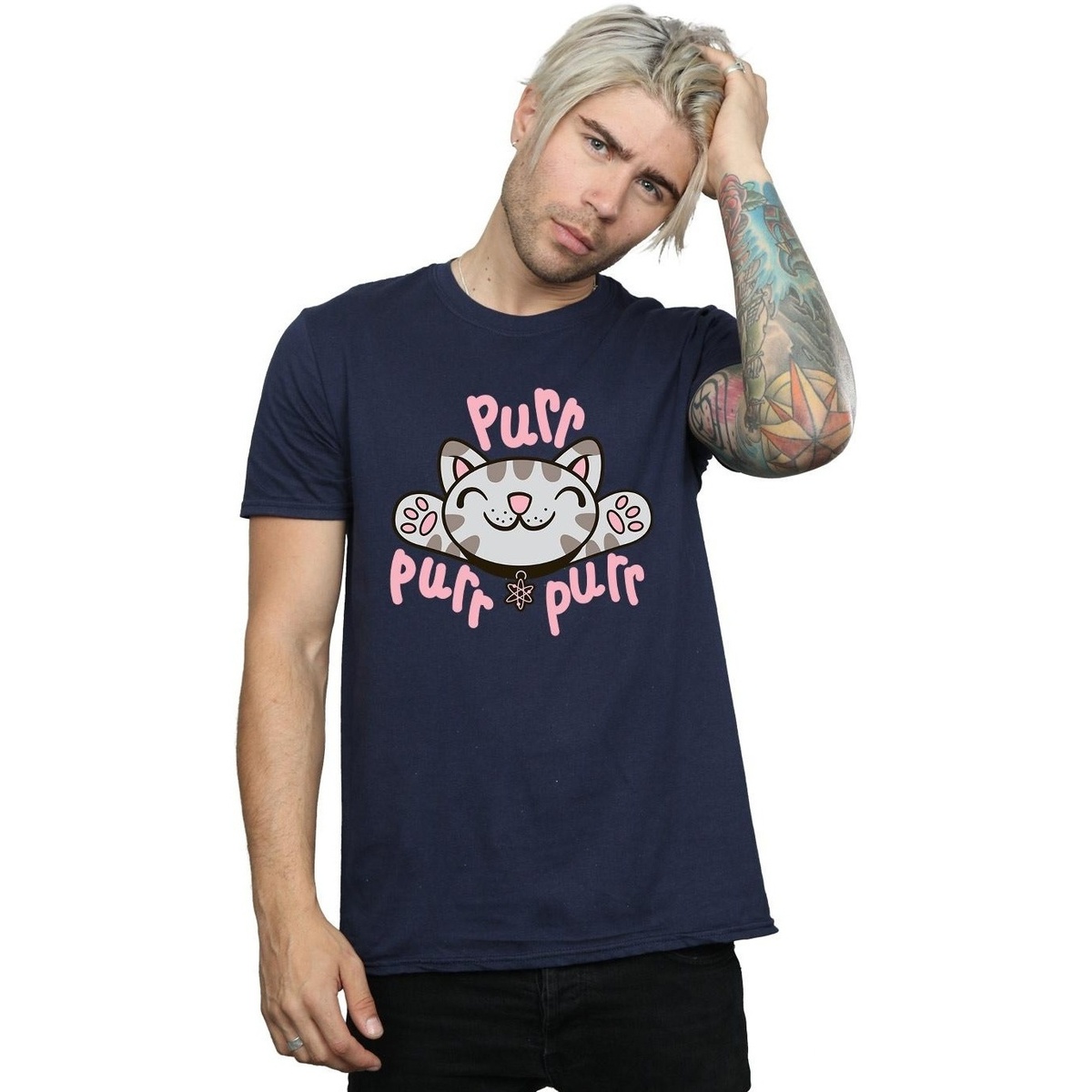 Abbigliamento Uomo T-shirts a maniche lunghe Big Bang Theory Soft Kitty Purr Blu