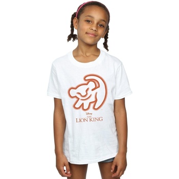 Abbigliamento Bambina T-shirts a maniche lunghe Disney The Lion King Cave Drawing Bianco