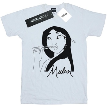 Abbigliamento Bambina T-shirts a maniche lunghe Disney Mulan Chopsticks Bianco