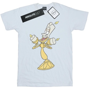 Abbigliamento Bambina T-shirts a maniche lunghe Disney Beauty And The Beast Lumiere Distressed Bianco