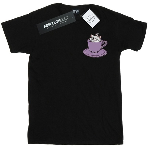Abbigliamento Bambina T-shirts a maniche lunghe Disney Aristocats Marie In Cup Breast Print Nero