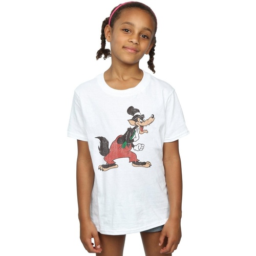 Abbigliamento Bambina T-shirts a maniche lunghe Disney Three Little Pigs Big Bad Wolf Bianco