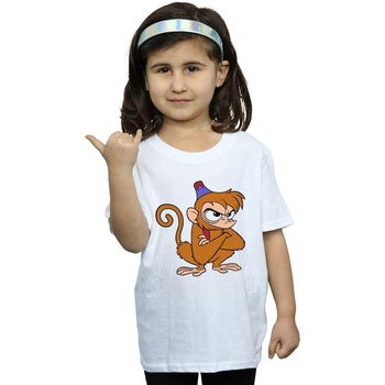 Abbigliamento Bambina T-shirts a maniche lunghe Disney Aladdin Angry Abu Bianco