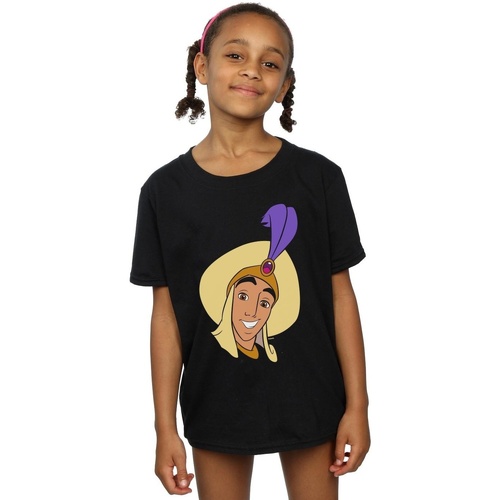 Abbigliamento Bambina T-shirts a maniche lunghe Disney Aladdin Prince Ali Face Nero