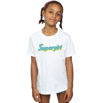 Abbigliamento Bambina T-shirts a maniche lunghe Dc Comics Supergirl Crackle Logo Bianco