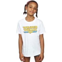 Abbigliamento Bambina T-shirts a maniche lunghe Dc Comics Wonder Woman Crackle Logo Bianco