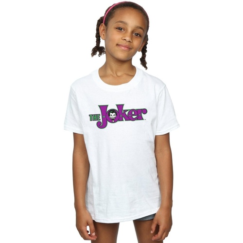 Abbigliamento Bambina T-shirts a maniche lunghe Dc Comics The Joker Text Logo Bianco