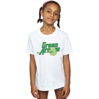 Abbigliamento Bambina T-shirts a maniche lunghe Dc Comics Green Arrow Text Logo Bianco