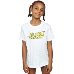Abbigliamento Bambina T-shirts a maniche lunghe Dc Comics Flash Crackle Logo Bianco