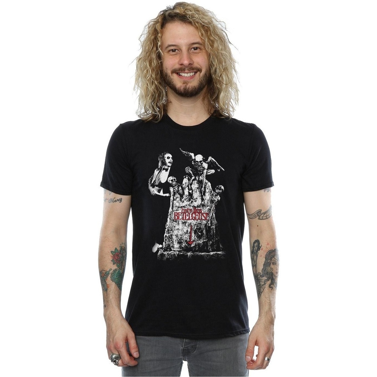 Abbigliamento Uomo T-shirts a maniche lunghe Beetlejuice Graveyard Pose Nero
