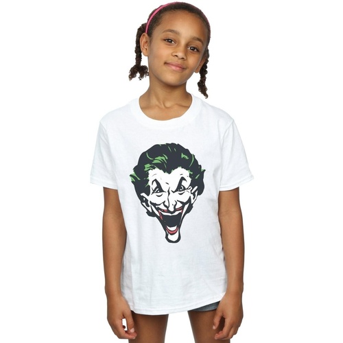Abbigliamento Bambina T-shirts a maniche lunghe Dc Comics The Joker Big Face Bianco
