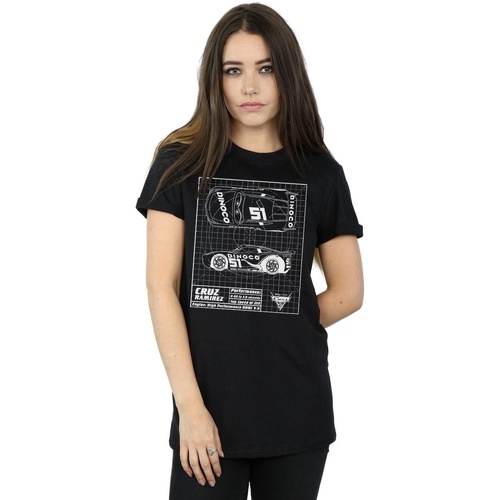 Abbigliamento Donna T-shirts a maniche lunghe Disney Cars Cruz Ramirez Blueprint Nero
