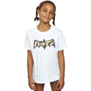 Abbigliamento Bambina T-shirts a maniche lunghe Dc Comics Batman International Logo Bianco