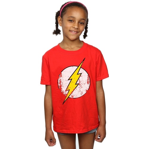 Abbigliamento Bambina T-shirts a maniche lunghe Dc Comics Flash Distressed Logo Rosso