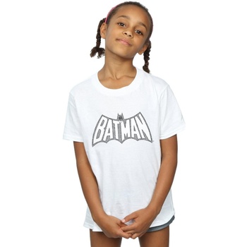 Abbigliamento Bambina T-shirts a maniche lunghe Dc Comics Batman Retro Crackle Logo Bianco