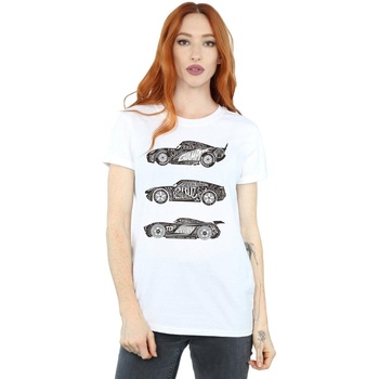 Abbigliamento Donna T-shirts a maniche lunghe Disney Cars Text Racers Bianco
