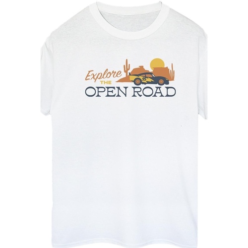 Abbigliamento Donna T-shirts a maniche lunghe Disney Cars Explore The Open Road Bianco