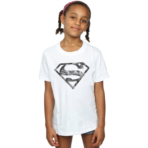 Abbigliamento Bambina T-shirts a maniche lunghe Dc Comics Superman Marble Logo Bianco
