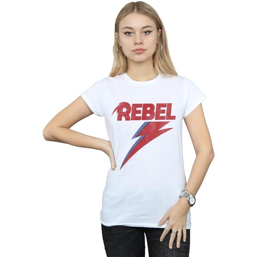 Abbigliamento Donna T-shirts a maniche lunghe David Bowie Distressed Rebel Bianco