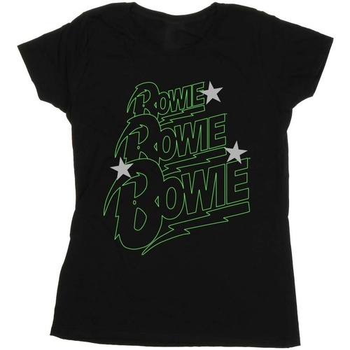 Abbigliamento Donna T-shirts a maniche lunghe David Bowie Multiple Neon Logo Nero