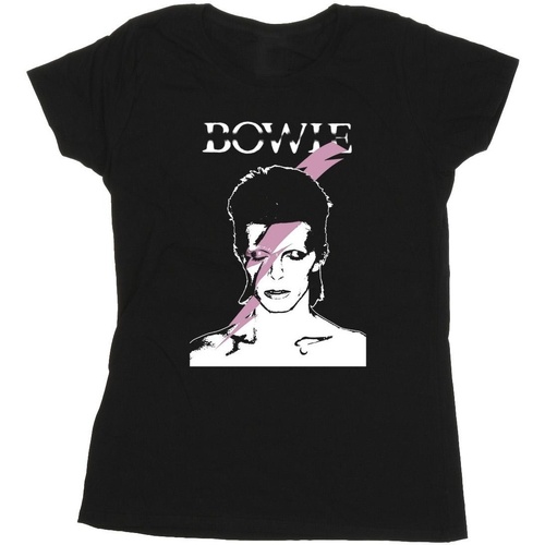 Abbigliamento Donna T-shirts a maniche lunghe David Bowie Pink Flash Nero