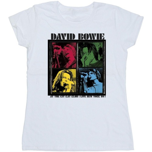 Abbigliamento Donna T-shirts a maniche lunghe David Bowie At The Kit Kat Club Pop Art Bianco