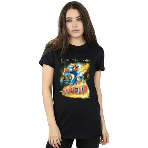 Abbigliamento Donna T-shirts a maniche lunghe Disney Big Hero 6 Fred Anime Poster Nero
