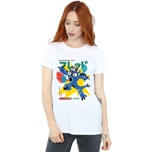 Abbigliamento Donna T-shirts a maniche lunghe Disney Big Hero 6 Fred Ultimate Kaiju Bianco