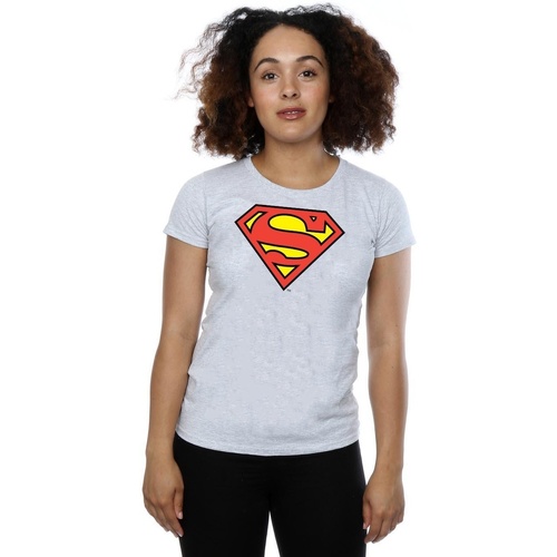 Abbigliamento Donna T-shirts a maniche lunghe Dc Comics Superman Logo Grigio