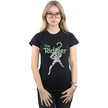 Abbigliamento Donna T-shirts a maniche lunghe Dc Comics The Riddler Mono Action Pose Nero