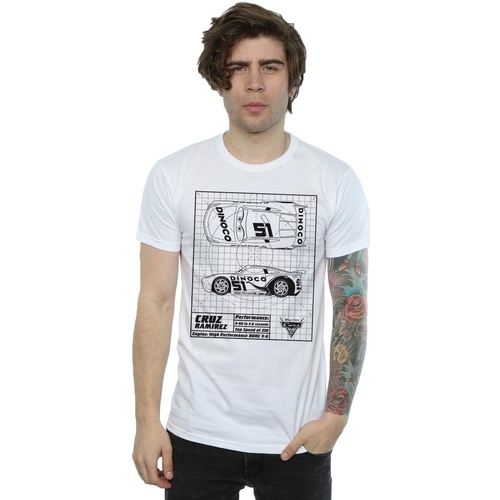 Abbigliamento Uomo T-shirts a maniche lunghe Disney Cars Cruz Ramirez Blueprint Bianco