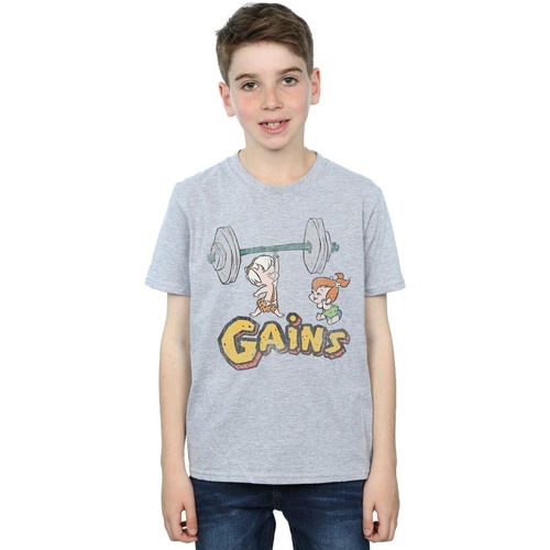 Abbigliamento Bambino T-shirt maniche corte The Flintstones Bam Bam Gains Distressed Grigio