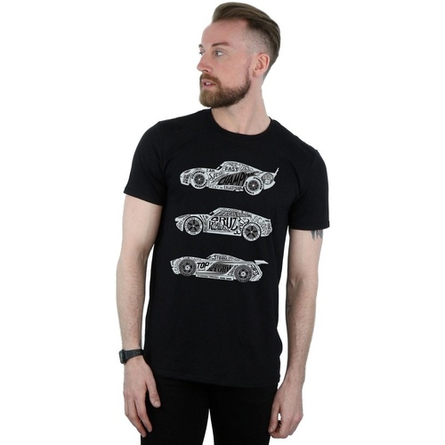 Abbigliamento Uomo T-shirts a maniche lunghe Disney Cars Text Racers Nero