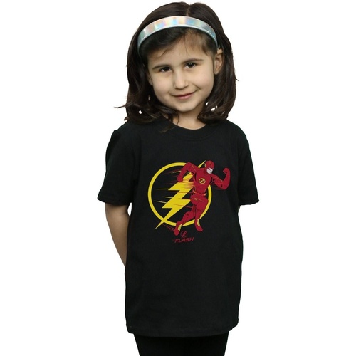 Abbigliamento Bambina T-shirts a maniche lunghe Dc Comics The Flash Running Emblem Nero