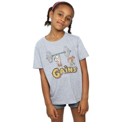 Abbigliamento Bambina T-shirts a maniche lunghe The Flintstones Bam Bam Gains Distressed Grigio