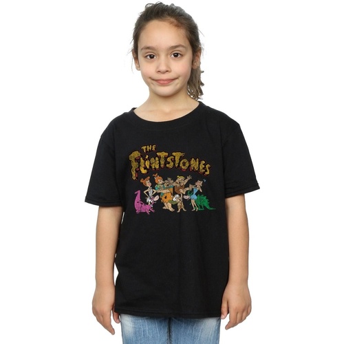 Abbigliamento Bambina T-shirts a maniche lunghe The Flintstones Group Distressed Nero