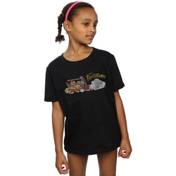 Abbigliamento Bambina T-shirts a maniche lunghe The Flintstones Family Car Distressed Nero